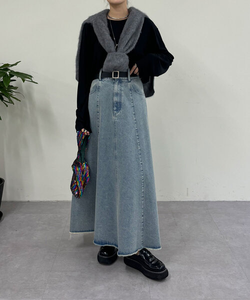 「SHENERY」 デニムスカート 38 ブルー レディース_画像2