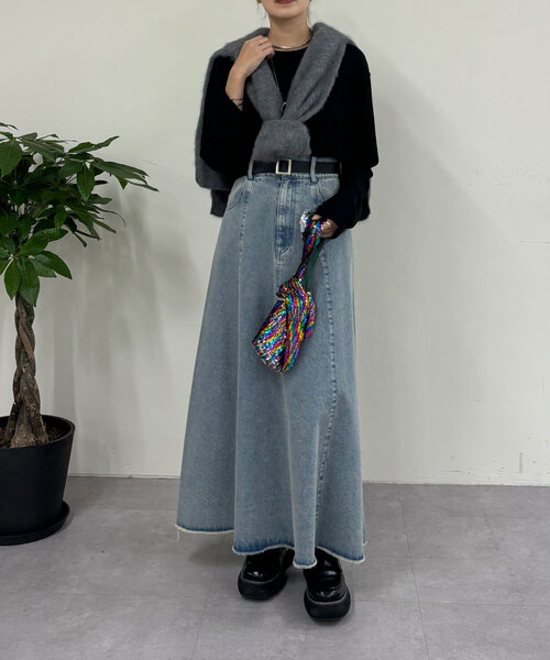 「SHENERY」 デニムスカート 38 ブルー レディース_画像3