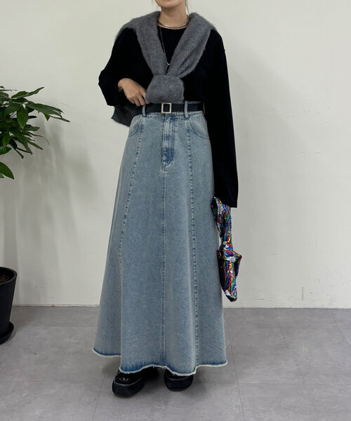 「SHENERY」 デニムスカート 38 ブルー レディース_画像4