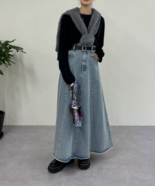 「SHENERY」 デニムスカート 38 ブルー レディース_画像5