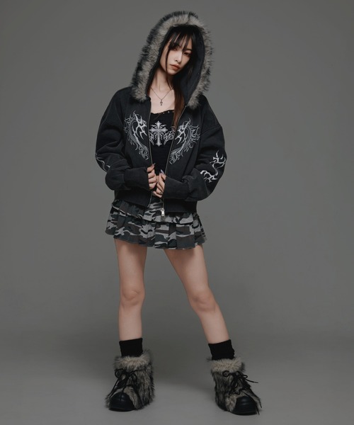 KOM（ドットコム） パーカー 「.KOM/ドットケーオーエム」ファーフード