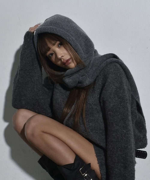 エディットフォールル　マフラーキャップ　バラクラバ DAIYA（ダイヤ） ニット帽 ニットキャップ バラクラバ風 2WAY フード