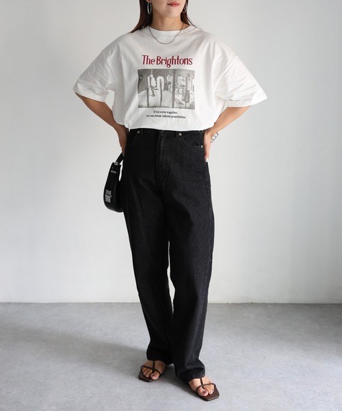 「Riberry」 半袖Tシャツ FREE チャコールグレー レディース_画像3