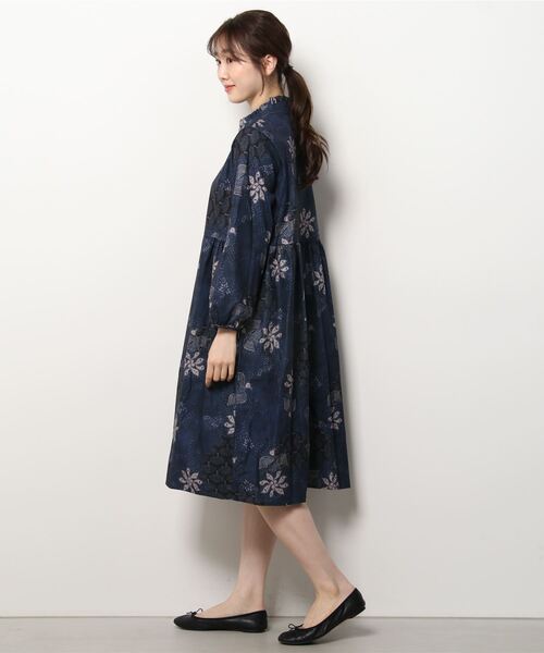 「Dream garden」 長袖ワンピース X-LARGE ネイビー レディース_画像2