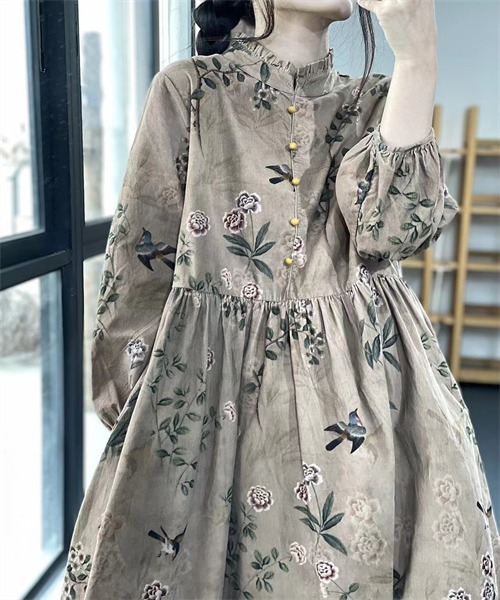 「Dream garden」 長袖ワンピース X-LARGE ネイビー レディース_画像5