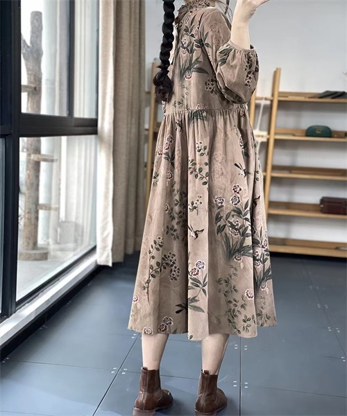 「Dream garden」 長袖ワンピース X-LARGE ネイビー レディース_画像6