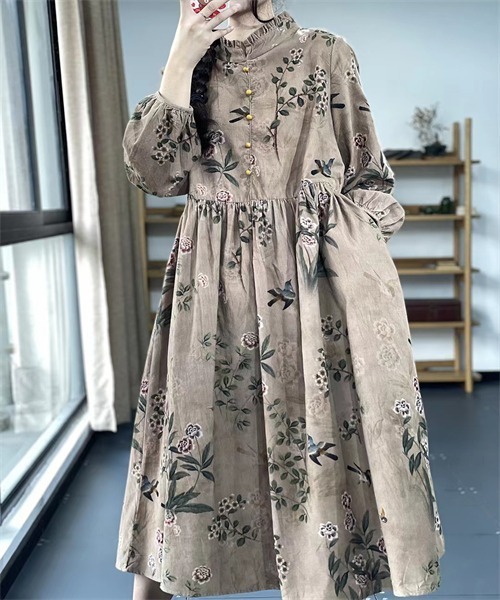 「Dream garden」 長袖ワンピース X-LARGE ネイビー レディース_画像8