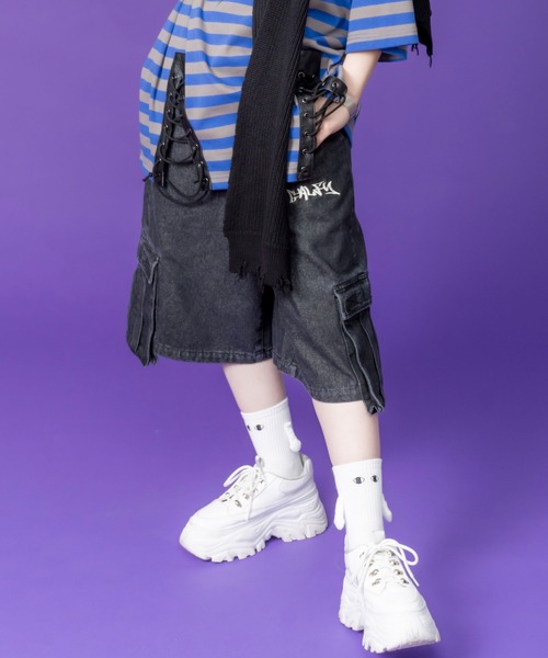 GALFY（ガルフィー） デニムハーフパンツ X-LARGE ブラック メンズ