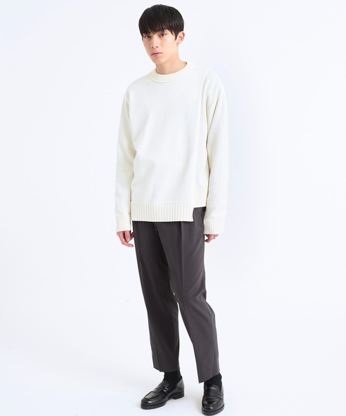 「CITY」 長袖ニット 3 ホワイト メンズの画像