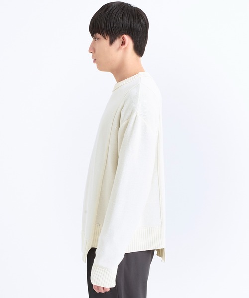 「CITY」 長袖ニット 3 ホワイト メンズの画像