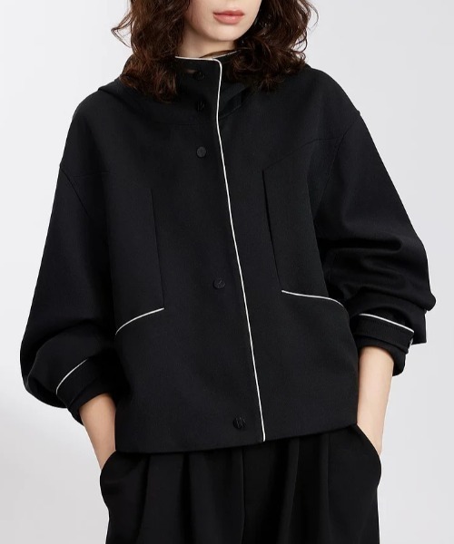 ブルゾンレディース CHUN CHUN NOTES ブルゾン アウター 26SS/配色パイピングショート