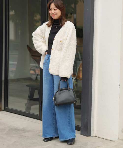 「JOURNAL STANDARD relume」 ノーカラージャケット FREE ベージュ レディースの画像