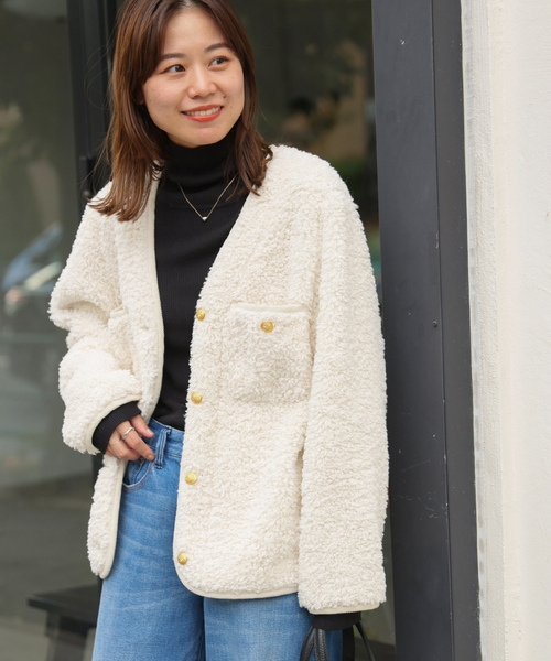 「JOURNAL STANDARD relume」 ノーカラージャケット FREE ベージュ レディースの画像