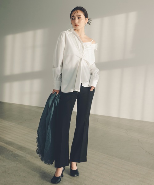 「anuans」 ブーツカットパンツ X-SMALL ブラック レディースの画像