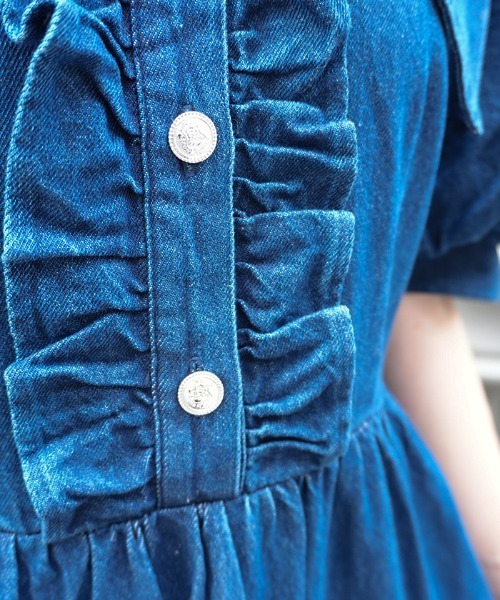 axes femme POETIQUE ワンピース リボンショルダーデニムOP