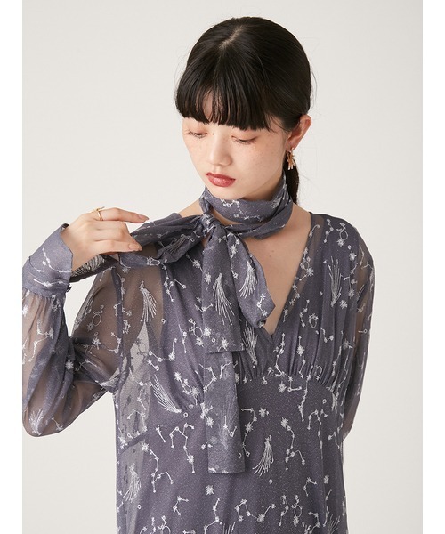 「LILY BROWN」 長袖ワンピース FREE ブルー レディース_画像6