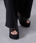 厚底 サンダル メッシュ ヒールブーツサンダル...の詳細画像4