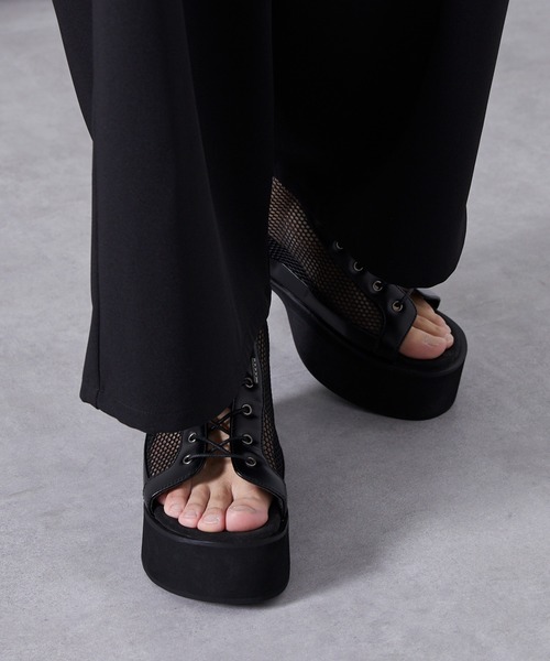 Loose（ルース） 厚底 サンダル メッシュ ヒールブーツサンダル（＋8cm