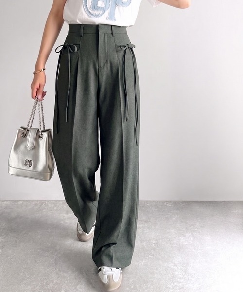 「mily bilet」 スラックス MEDIUM チャコールグレー レディース_画像6
