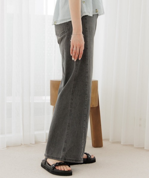 「flower」 デニムパンツ MEDIUM ブラック レディース_画像2