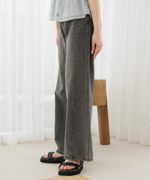「flower」 デニムパンツ MEDIUM ブラック レディース_画像4