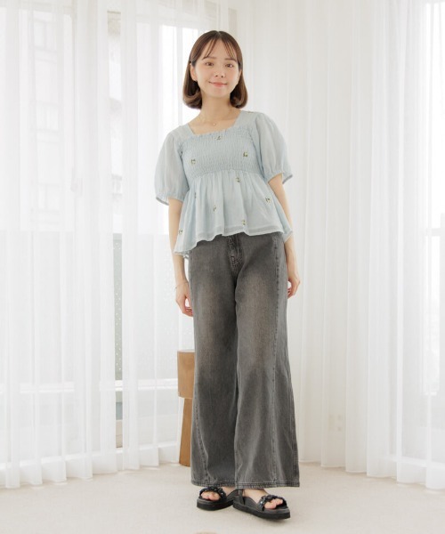 「flower」 デニムパンツ MEDIUM ブラック レディース_画像5
