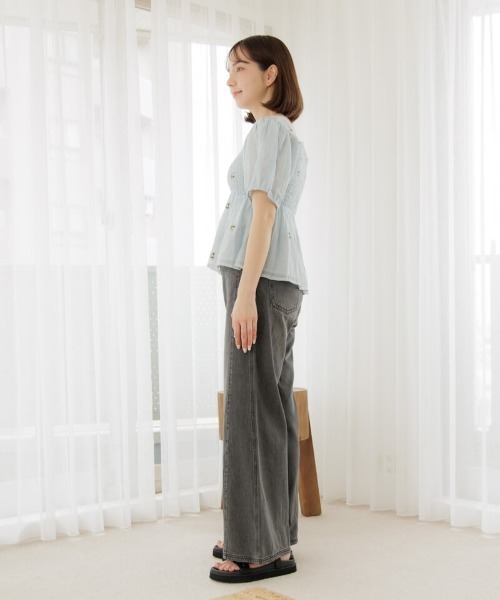 「flower」 デニムパンツ MEDIUM ブラック レディース_画像6