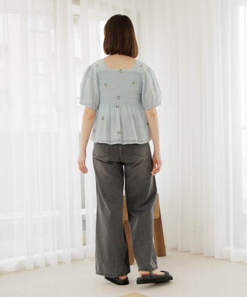 「flower」 デニムパンツ MEDIUM ブラック レディース_画像7