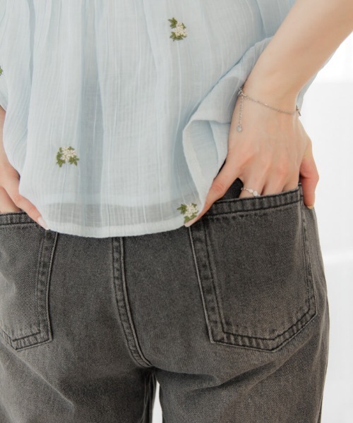 「flower」 デニムパンツ MEDIUM ブラック レディース_画像8