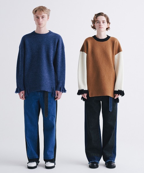 「CULLNI」 デニムパンツ 0 ブラック×ブルー メンズ_画像3