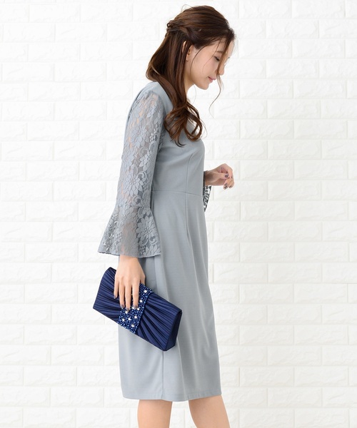 ☆花柄レース☆ワンピース ドレス Aライン シャツカラー ひざ上 no brand（ノーブランド）の「総レース 花柄 ワンピース ドレス