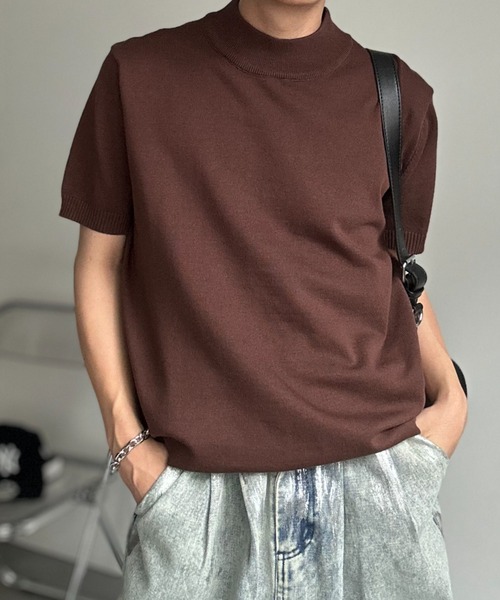 CREARE -LINO- tシャツ モックネックベーシックニットプルオーバー