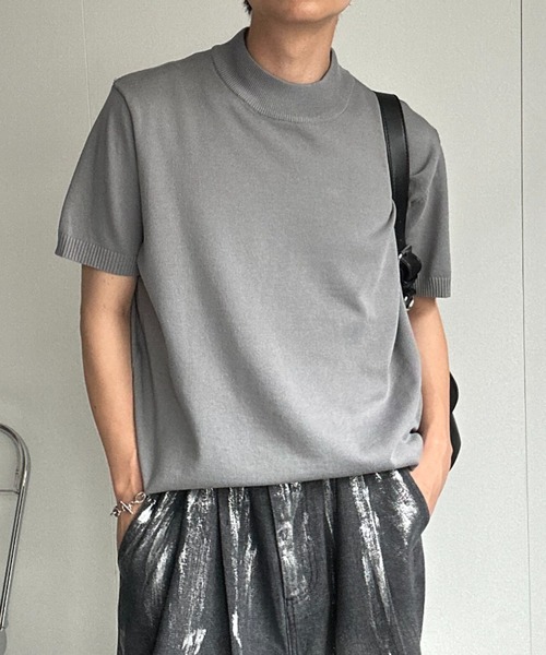 CREARE -LINO- tシャツ モックネックベーシックニットプルオーバー
