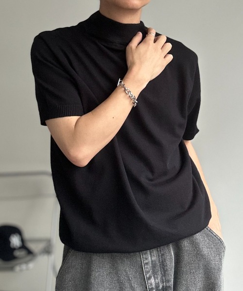 CREARE -LINO- tシャツ モックネックベーシックニットプルオーバー