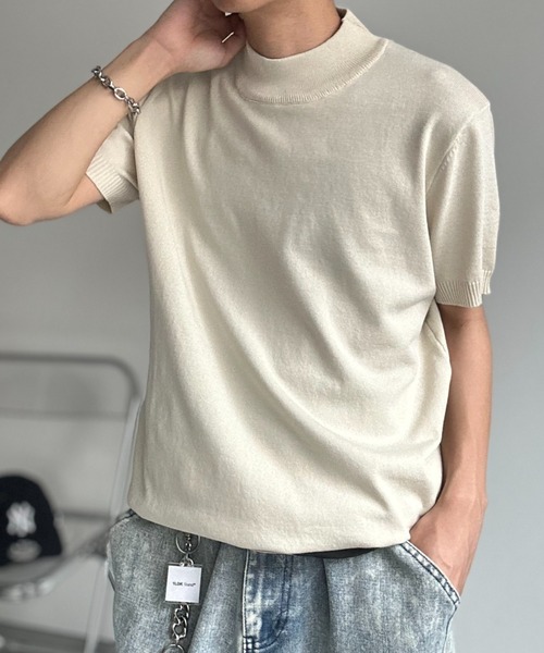 CREARE -LINO- tシャツ モックネックベーシックニットプルオーバー