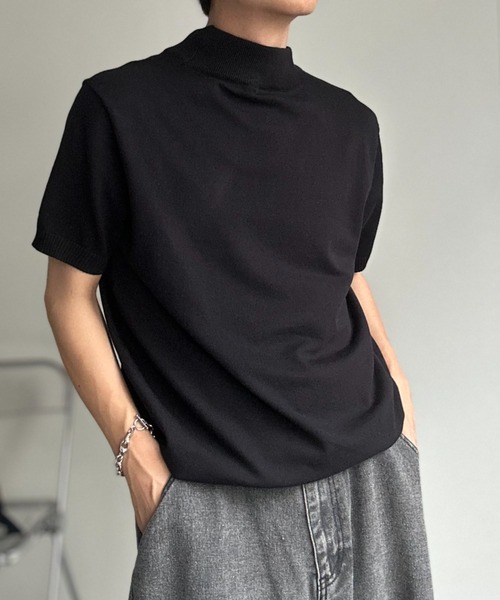 CREARE -LINO- tシャツ モックネックベーシックニットプルオーバー
