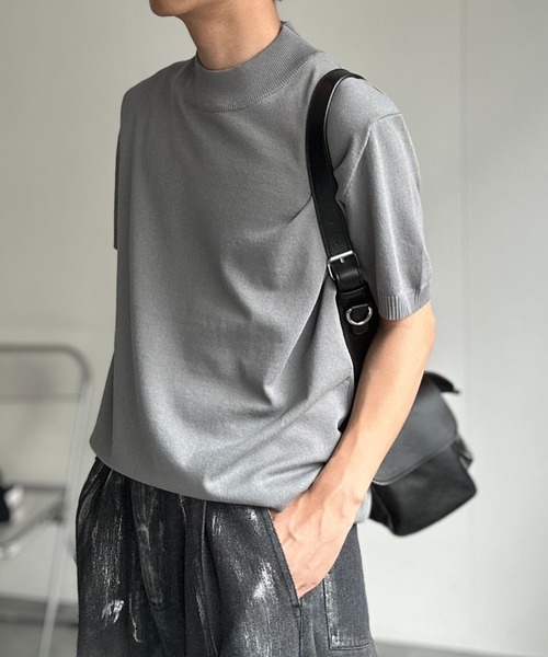 CREARE -LINO- tシャツ モックネックベーシックニットプルオーバー