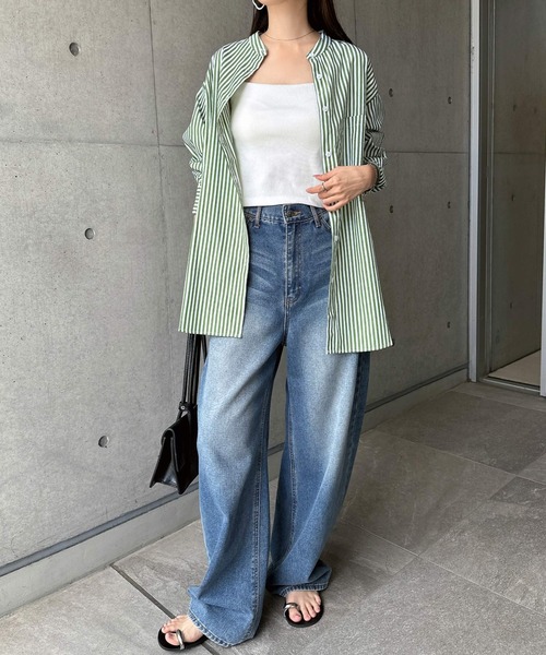 シャツ/ブラウス(長袖/七分) amiur stripe band collar shirt Steven Alan（スティーブンアラン）の「＜Steven Alan＞ T/C