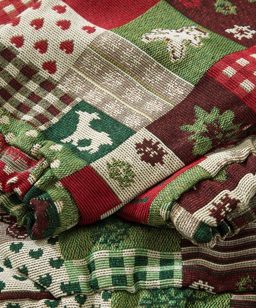 カバーオール HOOK -original- パッチワーククリスマス柄ジャカード