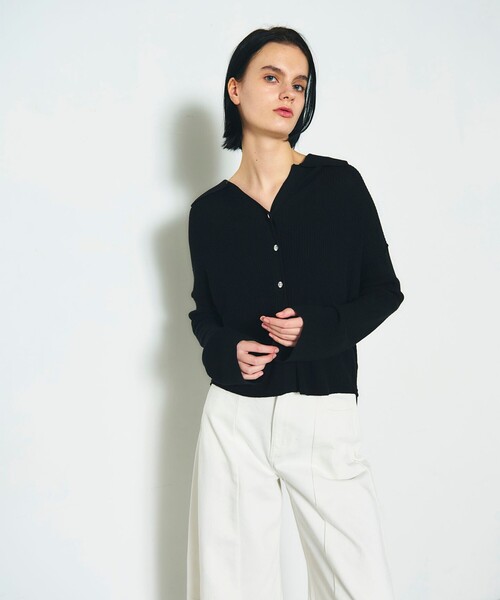ニット セーター スラブリブシャツニットトップ レディース GRACE CONTINENTAL ニット セーター スラブリブシャツニット
