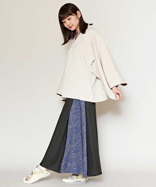 カヤ 八掛風スカート ベージュ×ワインレッド カヤ スカート 「カヤ」-SHIKI-四季 夏姿八掛スカート