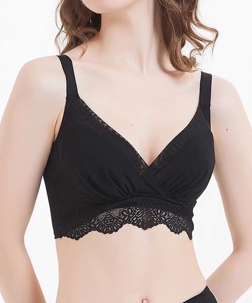 にエヌメリーと專用 Lace Ladies ナイトブラ カシュクールデザイン ノンワイヤー