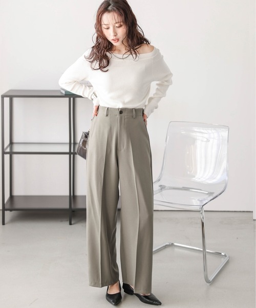 スラックス パンツ ハイウエストスラックス レディース : ZOZOTOWN 