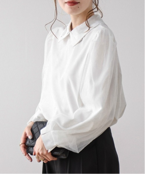 未使用品　Bibiy   チュール半袖シャツ　ブラウス Bibiy. チュールトップス 【美品】の通販 by ♡｜ラクマ