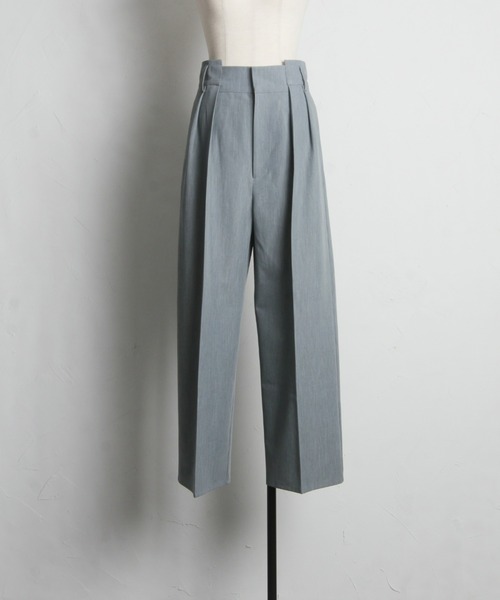 LCB-2409-009 ワイドパンツ ウール ウエストデザイン タック ス LCB-2409-009 ワイドパンツ ウール ウエストデザイン タック ス