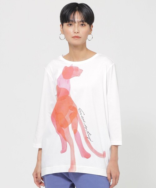 tシャツ 「ウォッシャブル」パンサーモチーフプリントカットソーチュニック レディース