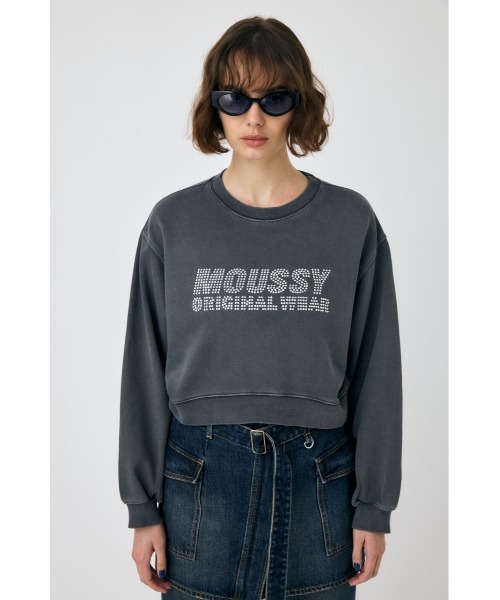 MOUSSY トレーナー スウェット RHINESTONE CROPPED プルオーバー