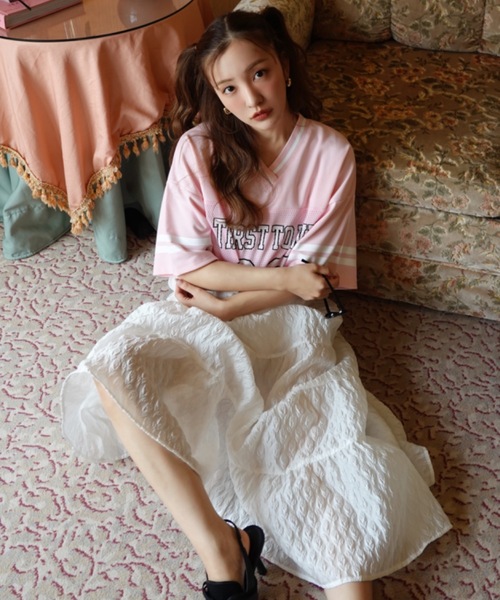 rosy luce ジャガードスカート ROSY LUCE スカート ジャガードサイドカットティアードスカート