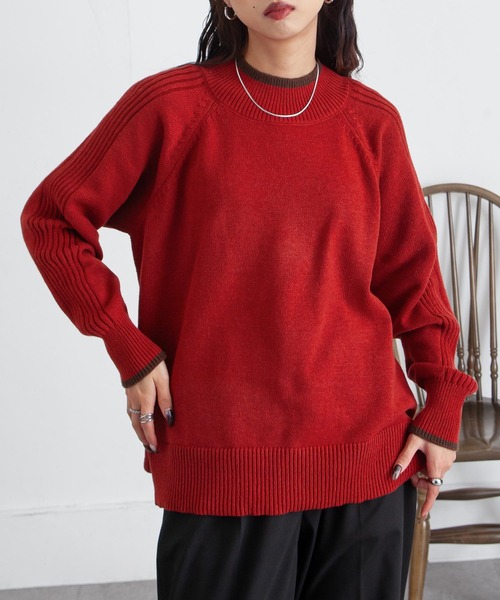 ♦︎新品♦︎CYNICAL♦︎レイヤード風 配色もちもちニット♦︎レッド♦︎ ニット セーター もちもち配色ハイネックPO レディース : ZOZOTOWN