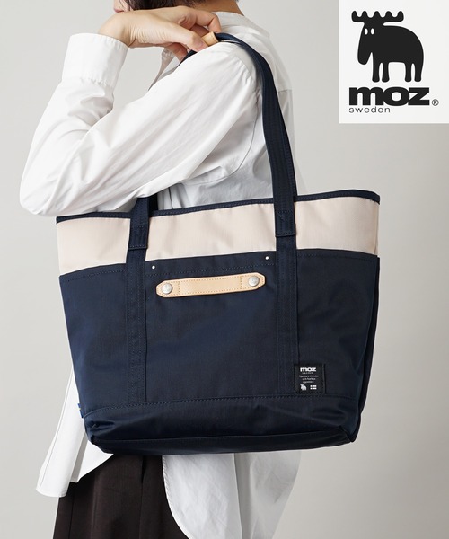 ロゴ入りネイビー/ベージュハンドバッグ シルバーレイククラブ トートバッグ 9号帆布 ネイビー 31cm A4 日本製